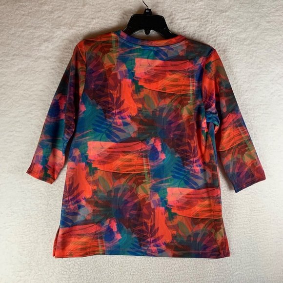 Soft Surroundings Women's Multicolor Leaf Printed V-Neck Tunic Top Size S‎ 8748 - Picture 7 of 9